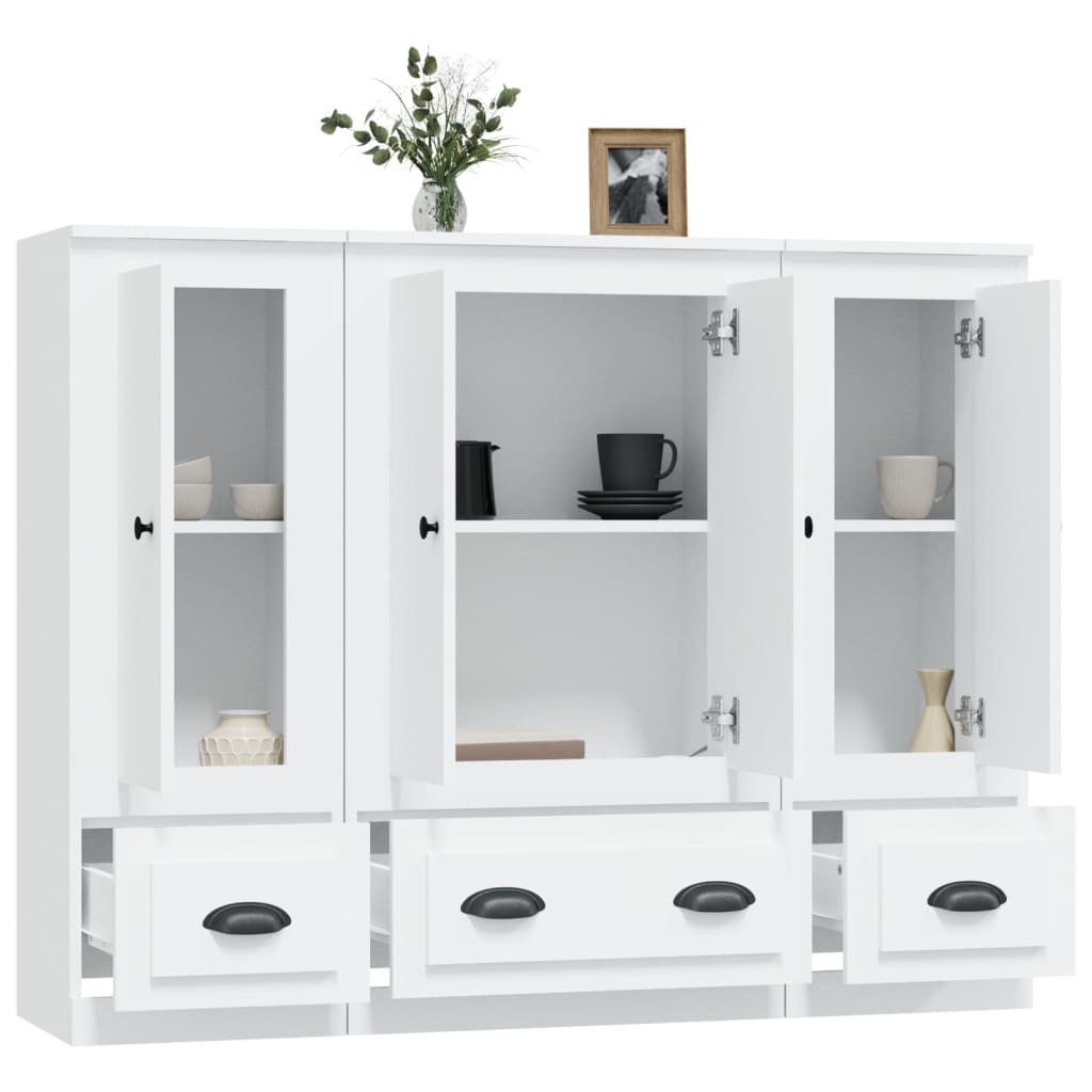 Aparadores altos 3 pcs derivados de madeira branco