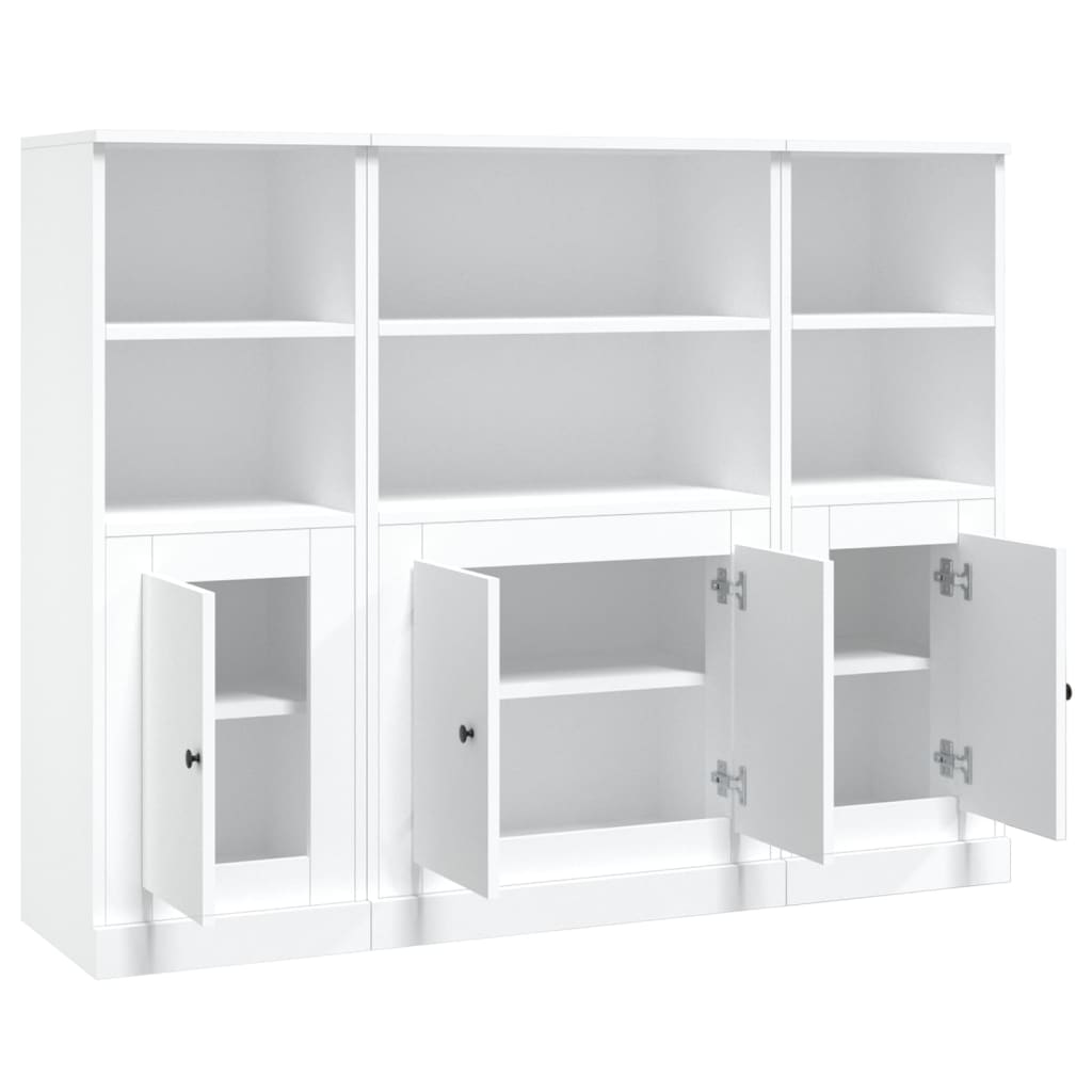 Aparadores altos 3 pcs derivados de madeira branco