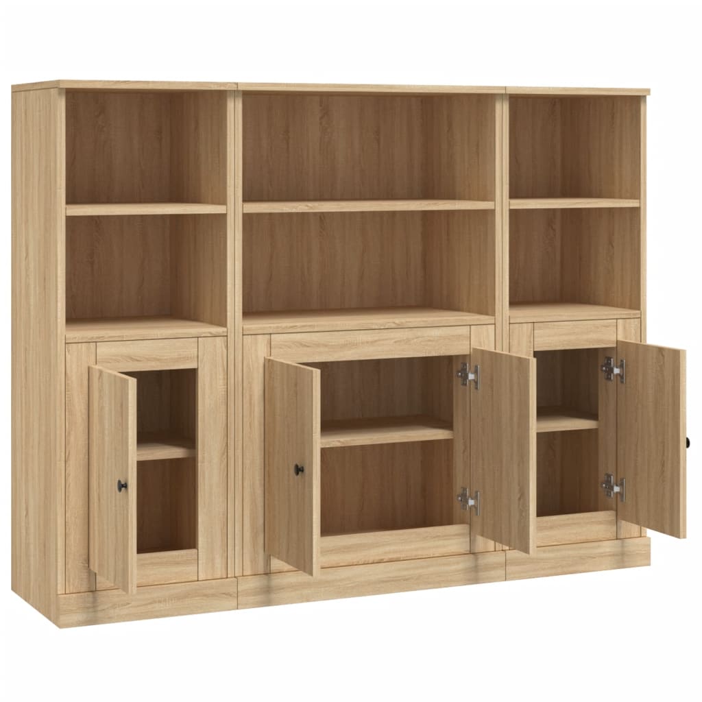 Aparadores altos 3 pcs derivados de madeira cor carvalho sonoma
