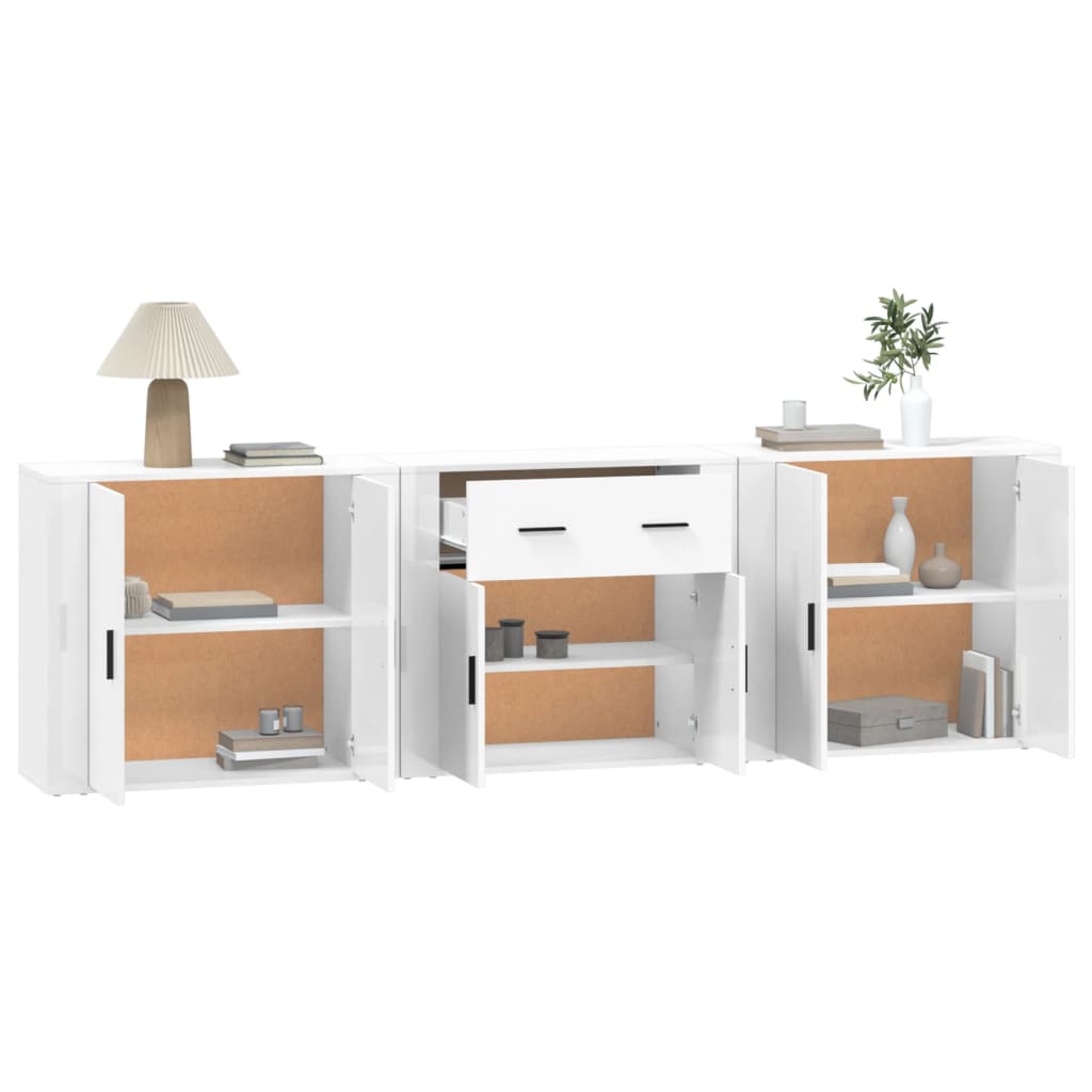Aparadores 3 pcs madeira processada branco