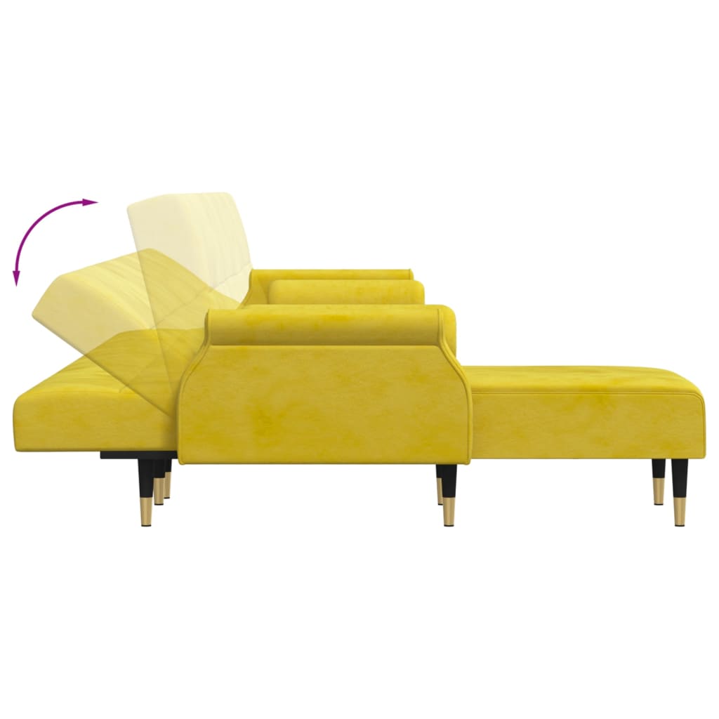 Sofá-cama em forma de L 271x140x70 cm veludo amarelo