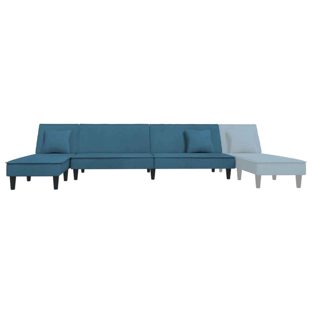 Sofá-cama em forma de L 255x140x70 cm veludo azul
