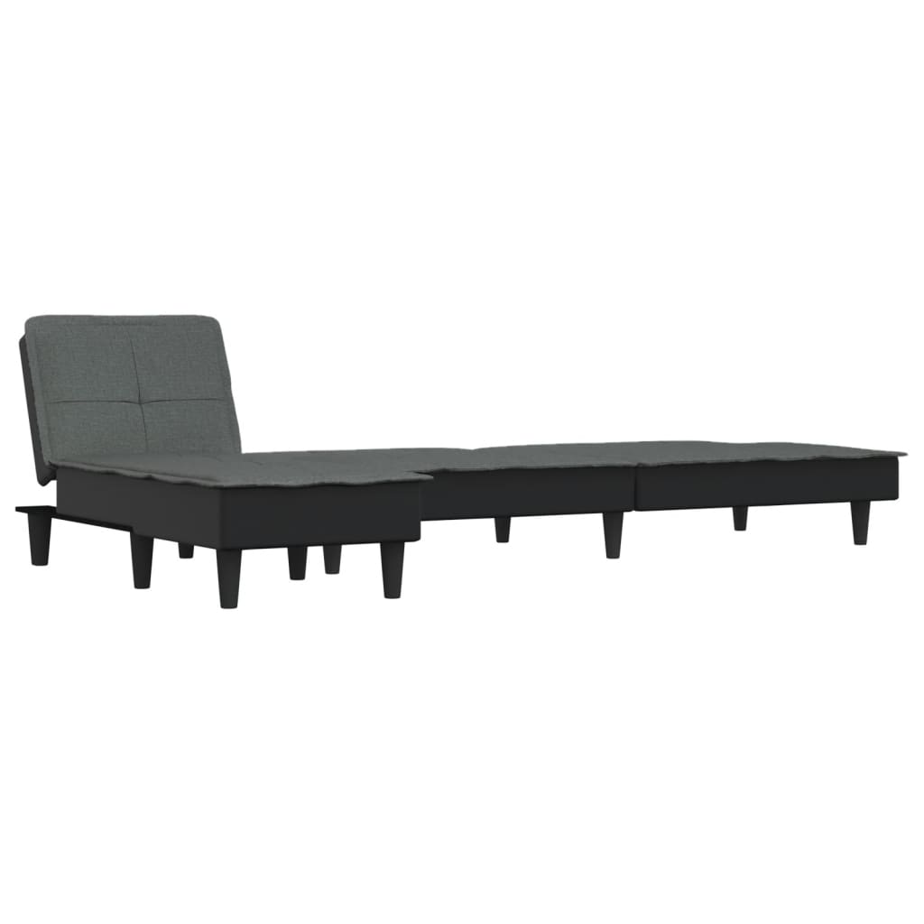 Sofá-cama em forma de L 255x140x70 cm tecido cinzento-escuro