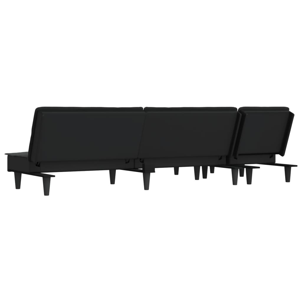 Sofá-cama em forma de L 255x140x70 cm tecido cinzento-escuro