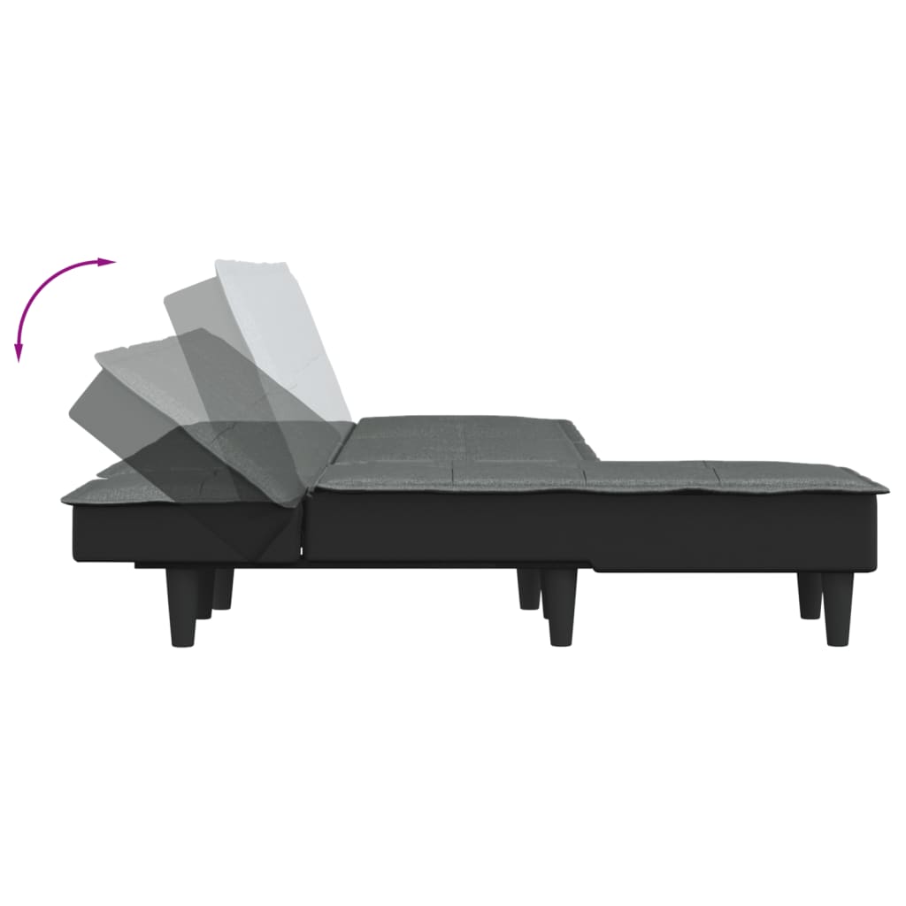Sofá-cama em forma de L 255x140x70 cm tecido cinzento-escuro
