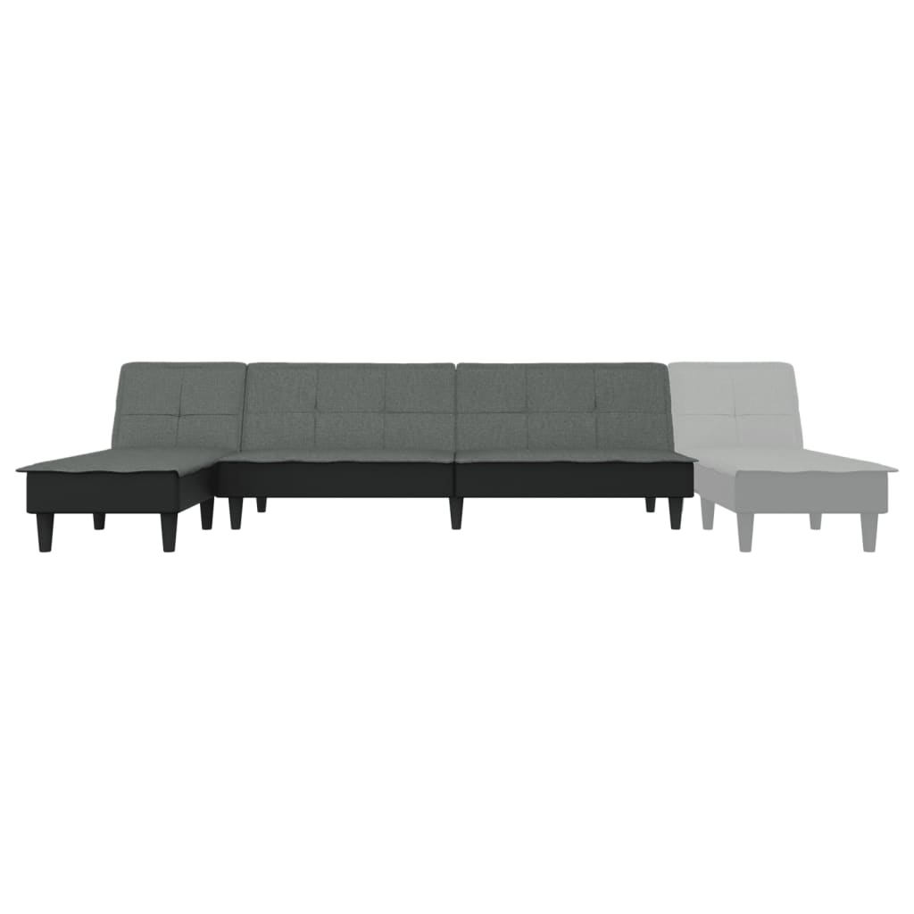 Sofá-cama em forma de L 255x140x70 cm tecido cinzento-escuro