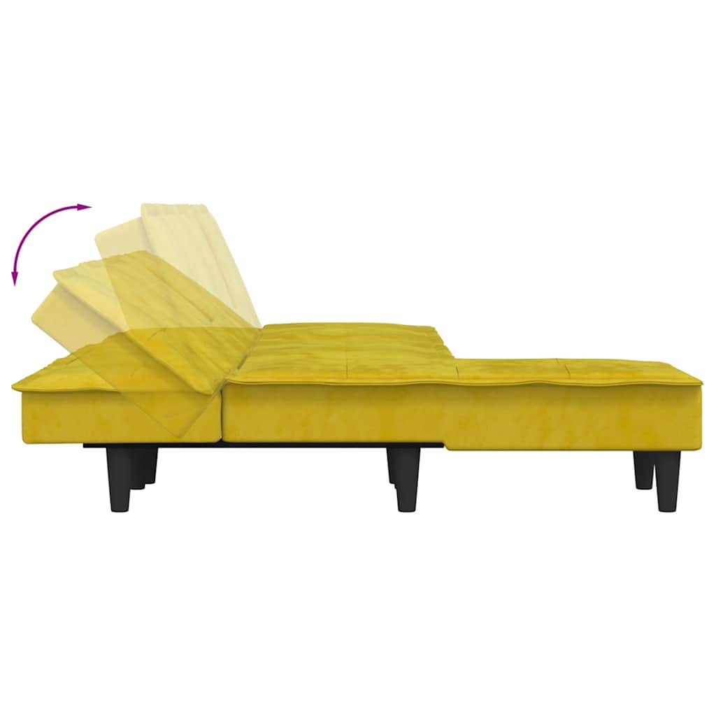 Sofá-cama em forma de L 255x140x70 cm veludo amarelo