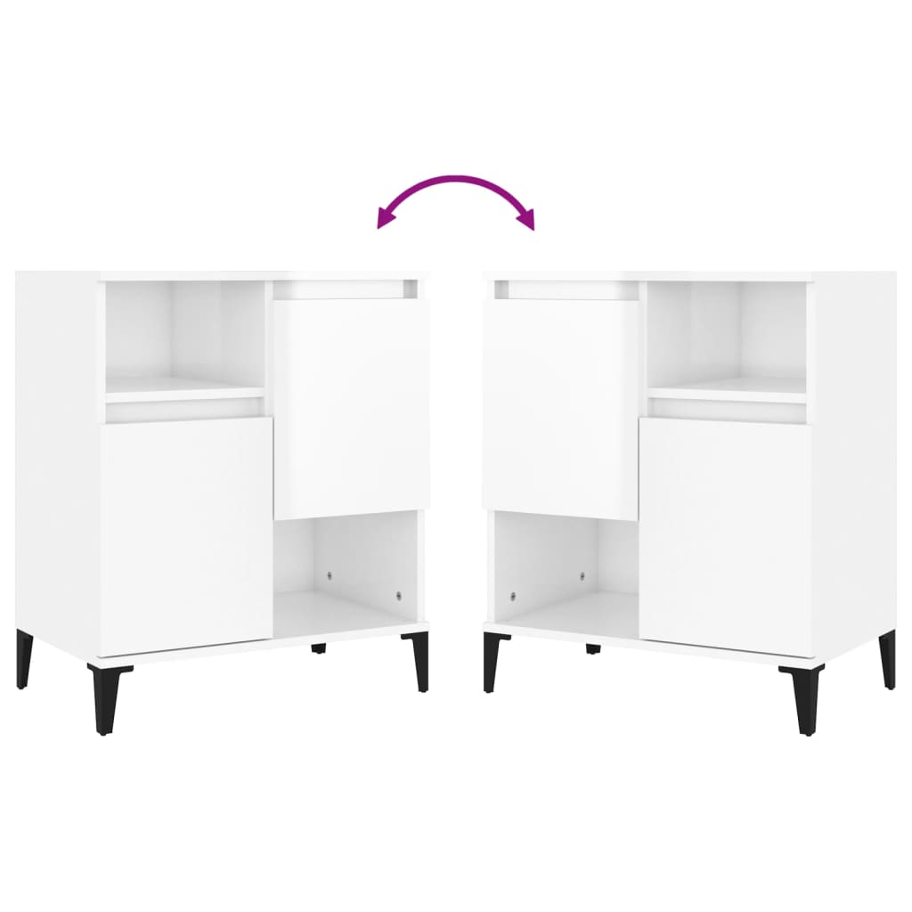 Aparadores 3 pcs 60x35x70 cm derivados madeira branco brilhante