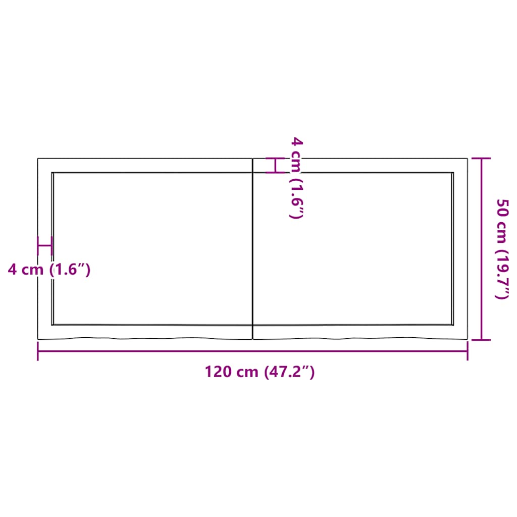 Tampo de mesa 120x50x(2-6) cm carvalho tratado castanho-claro