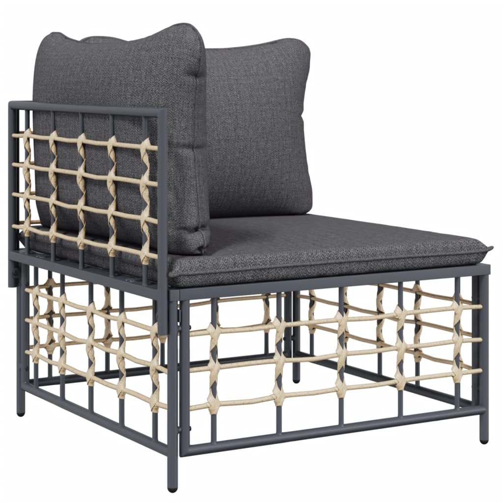 10pcs conjunto lounge de jardim c/ almofadões vime PE antracite