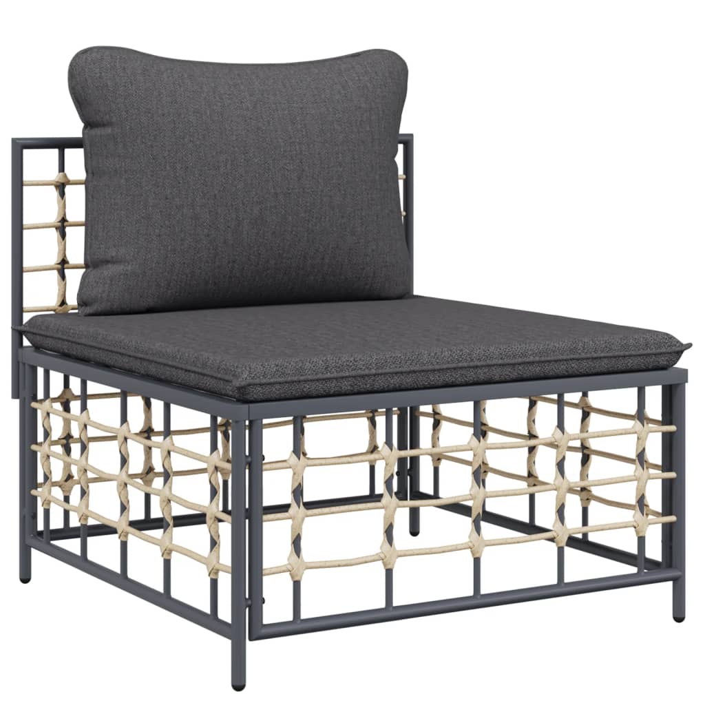 10pcs conjunto lounge de jardim c/ almofadões vime PE antracite