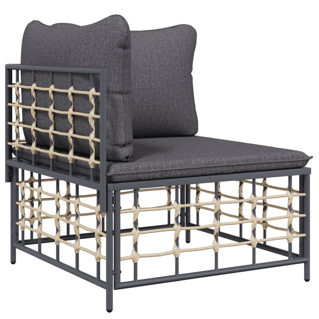 10pcs conjunto lounge de jardim c/ almofadões vime PE antracite