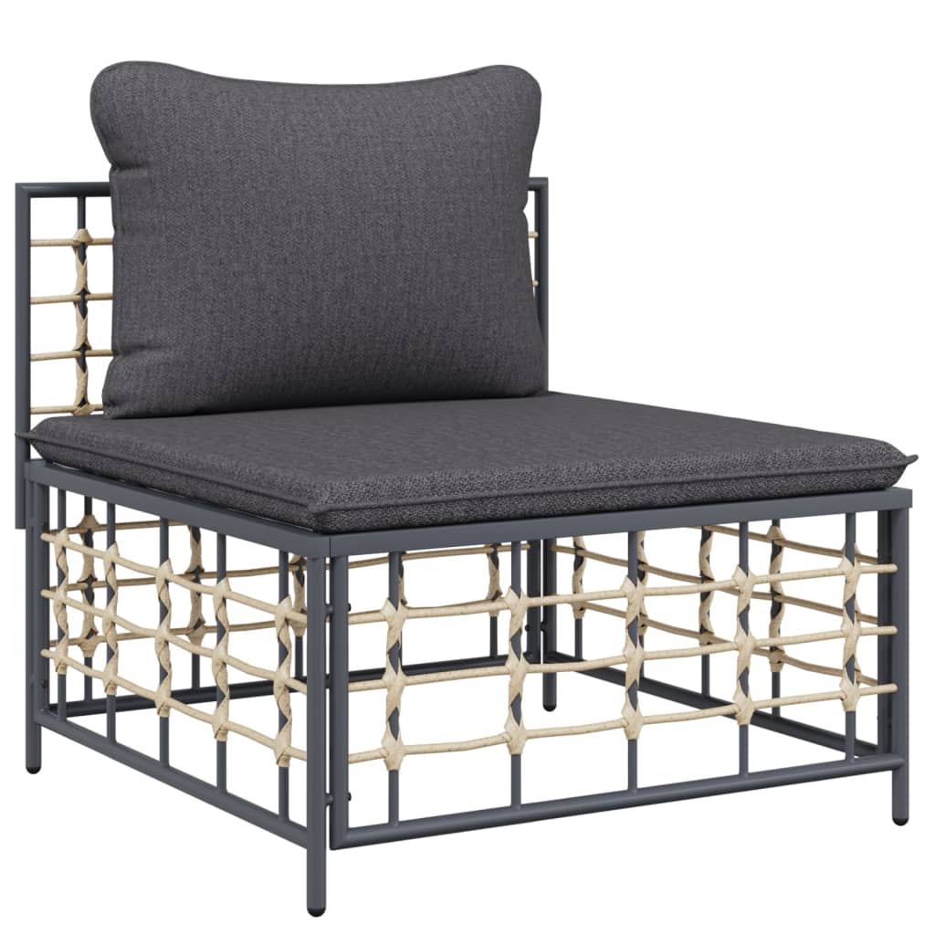 10pcs conjunto lounge de jardim c/ almofadões vime PE antracite