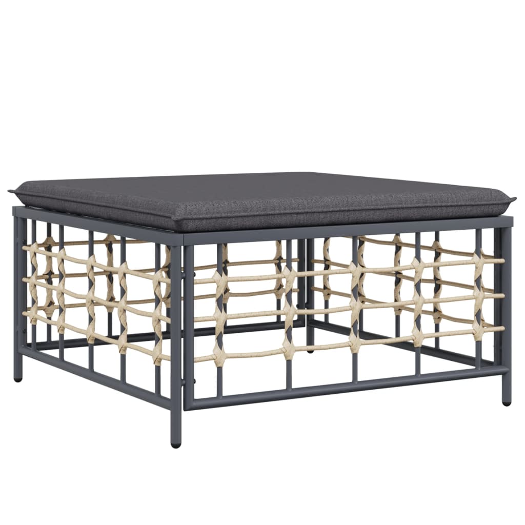 10pcs conjunto lounge de jardim c/ almofadões vime PE antracite