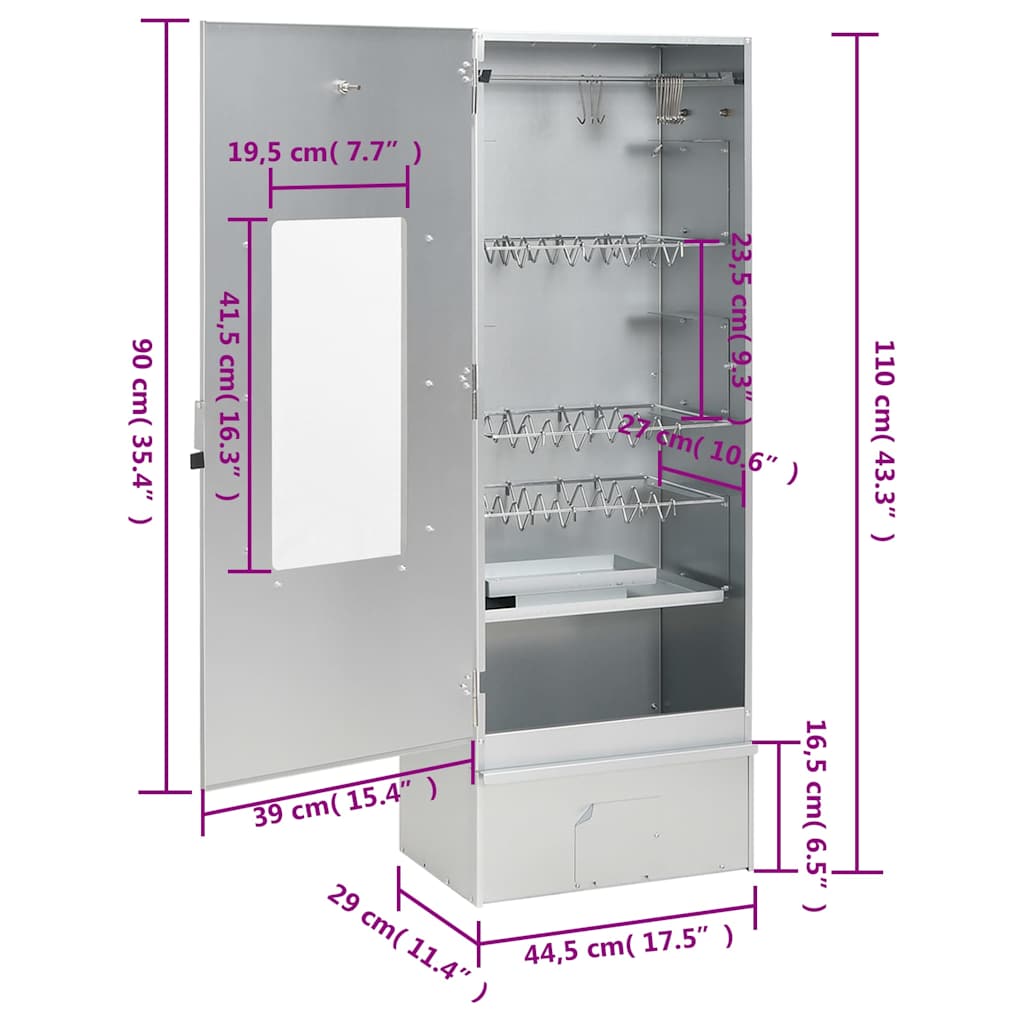 Defumador com mesa aço galvanizado