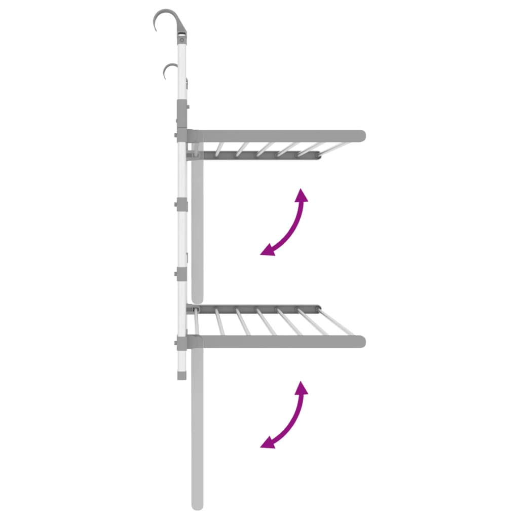 Estendal para varanda 89x25x(60-95) cm alumínio