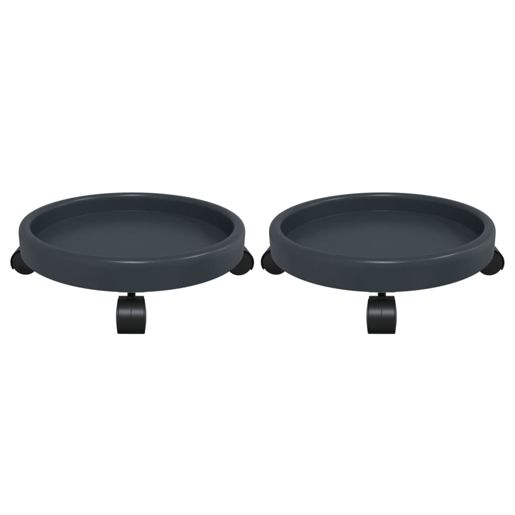Carrinhos de plantas c/ rodas 2 pcs diâmetro 34 cm 35 kg cinza