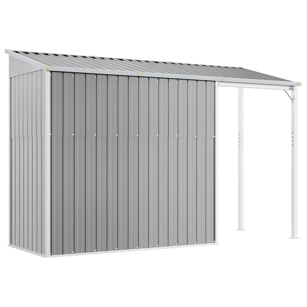 Abrigo de jardim com teto extensível cinza claro 277x107x181 cm aço