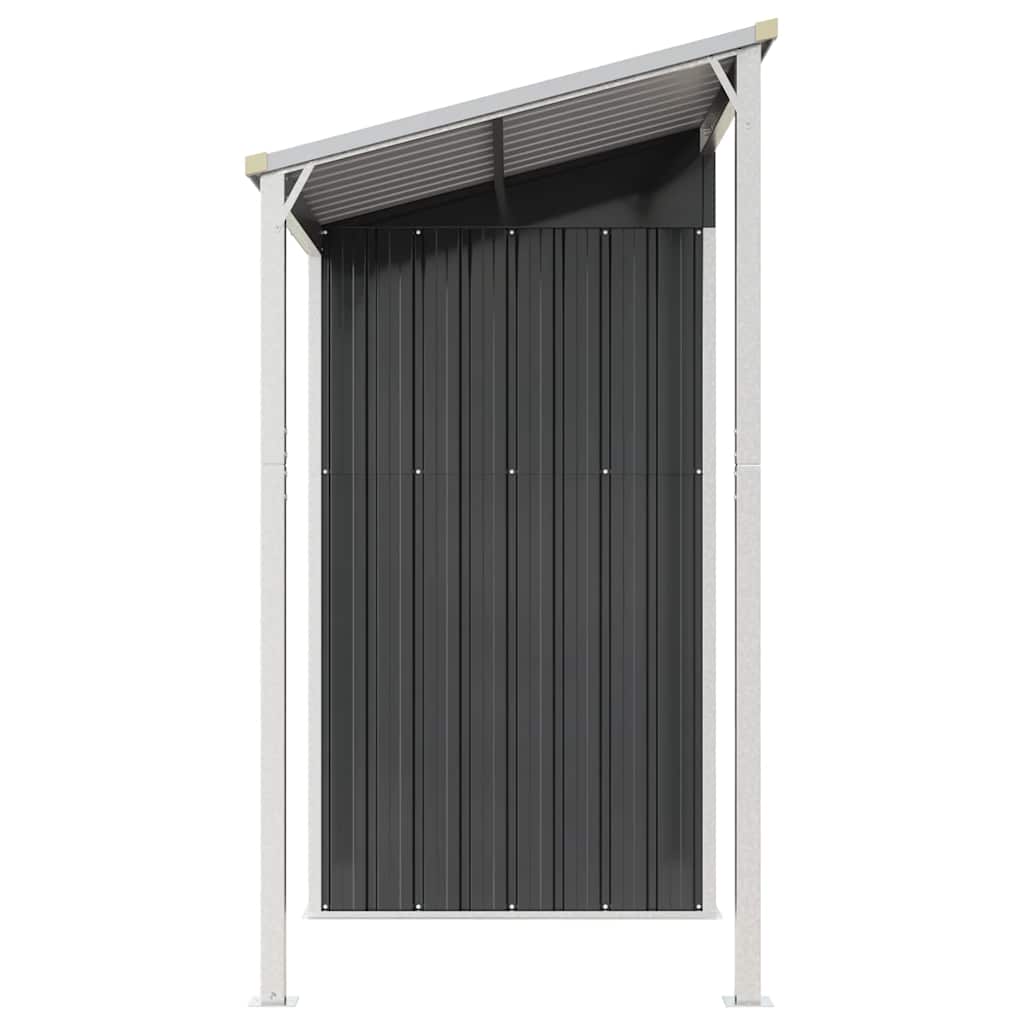 Abrigo de jardim com alpendre 277x107x181 cm aço antracite