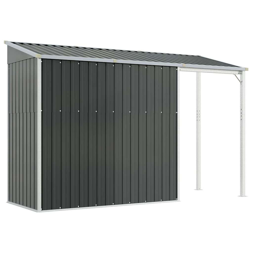 Abrigo de jardim com alpendre 277x107x181 cm aço antracite