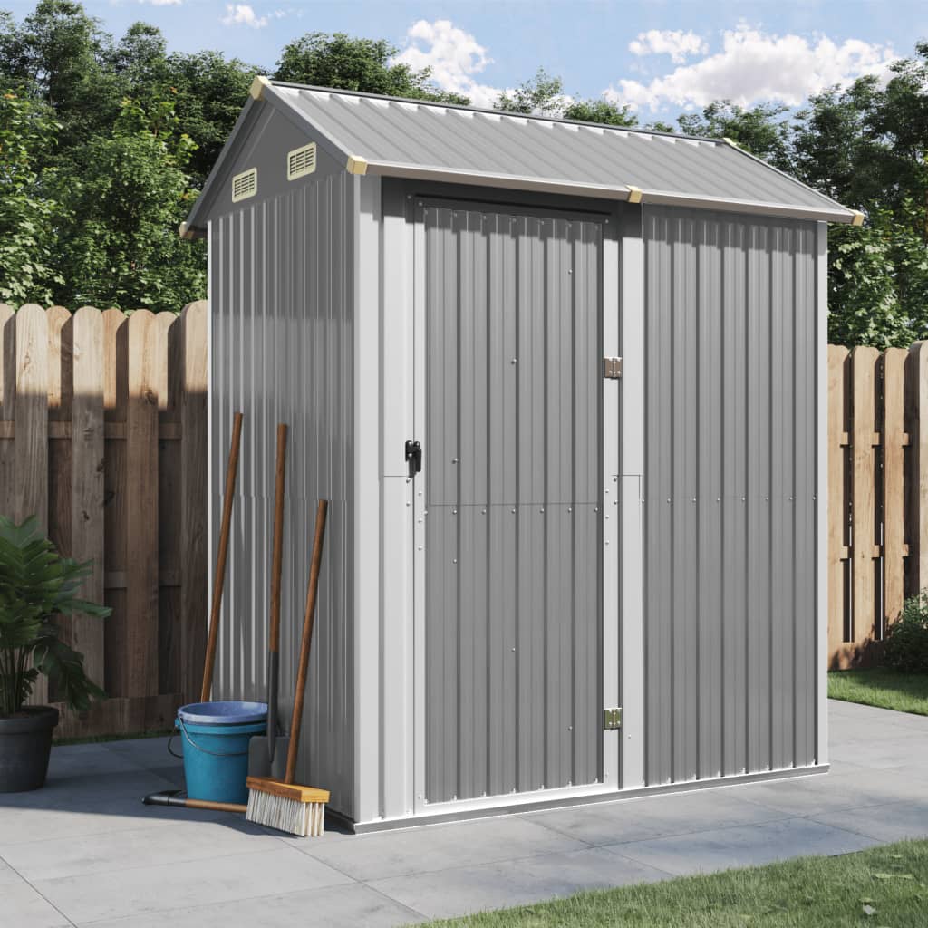 Abrigo de jardim cinza claro 192x152,5x237 cm aço galvanizado