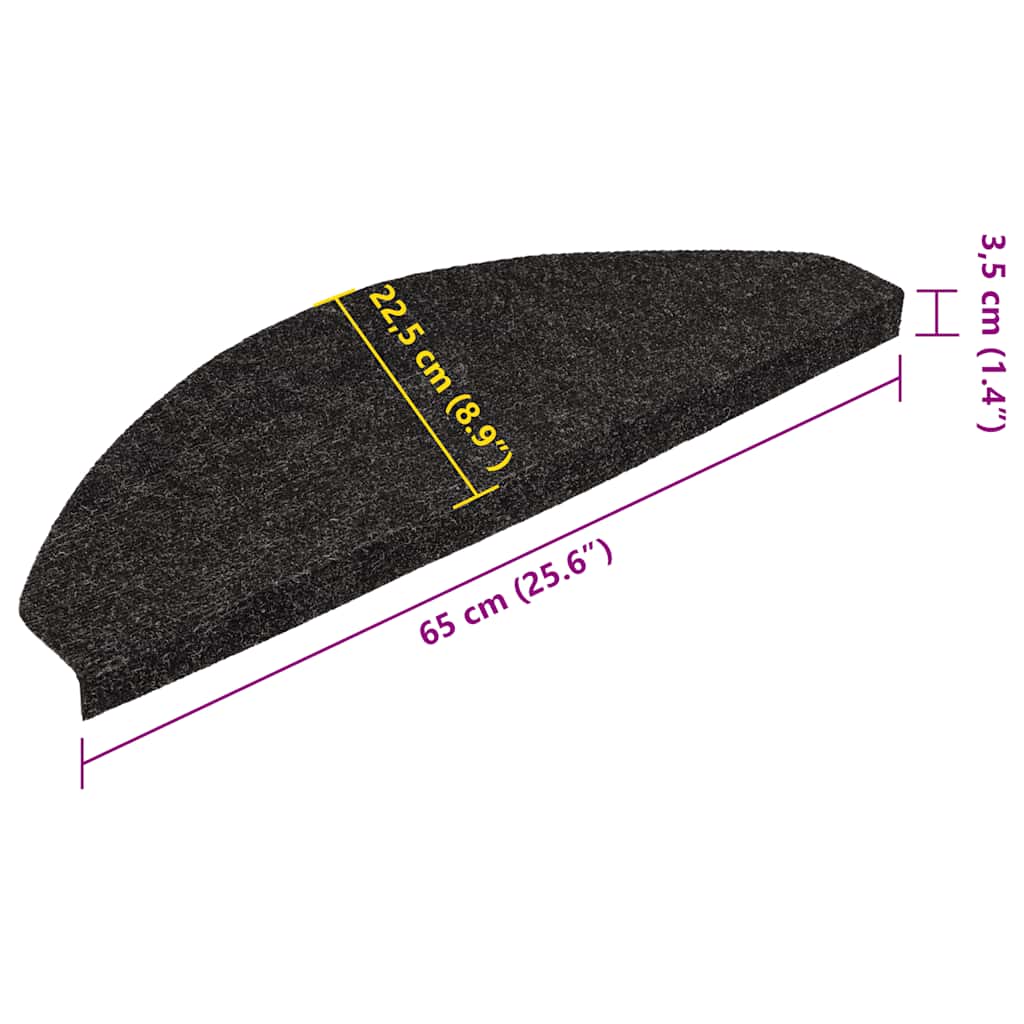 Tapetes de escada adesivos 10 pcs 65x22,5x3,5 cm antracite