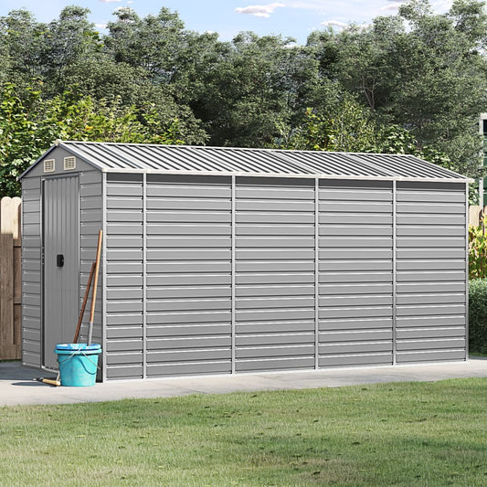 Abrigo de jardim cinza claro 191x385x198 cm aço galvanizado