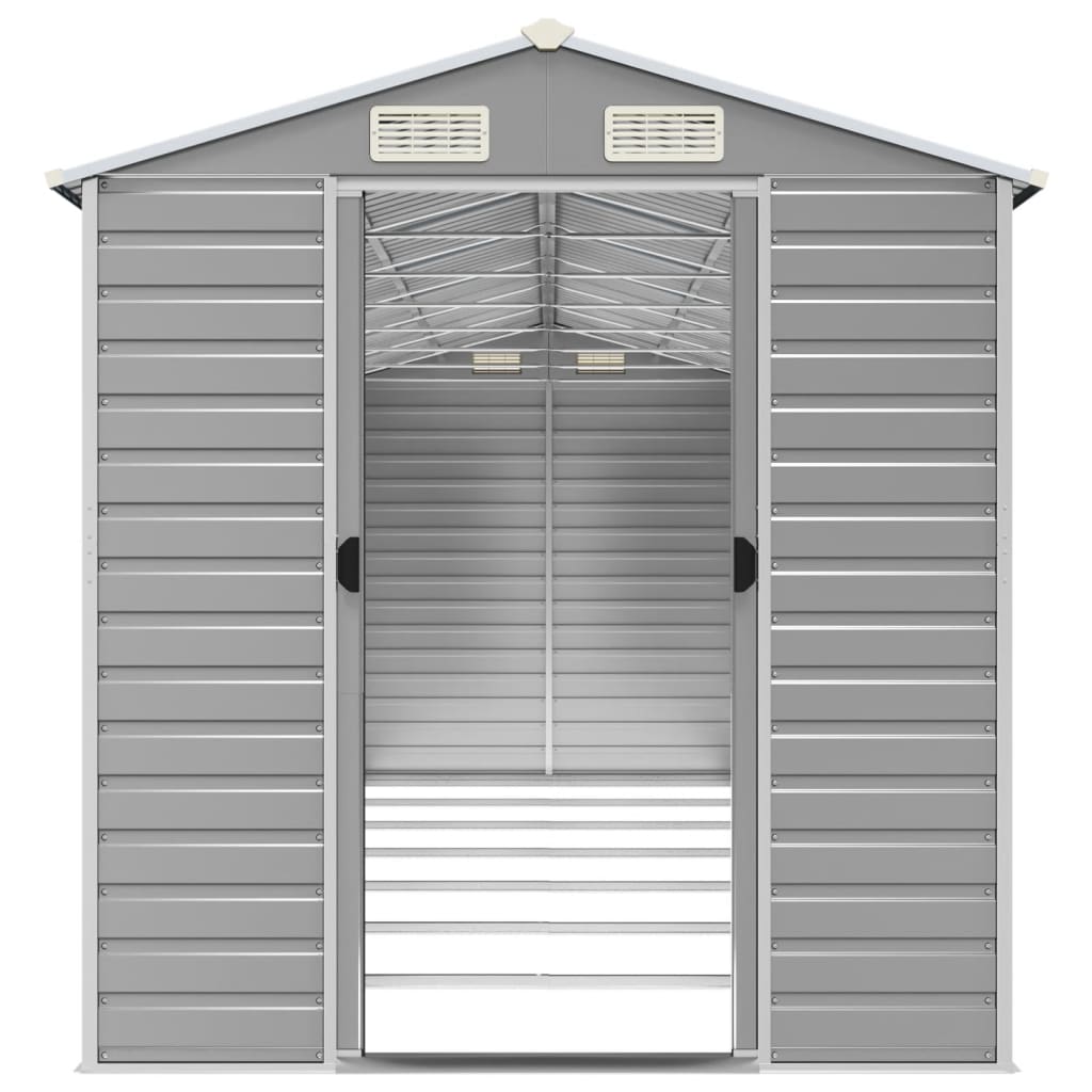 Abrigo de jardim cinza claro 191x640x198 cm aço galvanizado