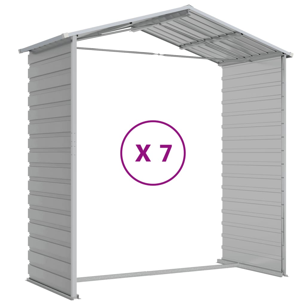 Abrigo de jardim cinza claro 191x640x198 cm aço galvanizado