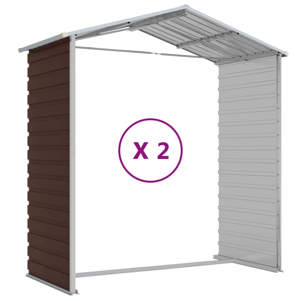 Abrigo de jardim castanho 191x215x198 cm aço galvanizado