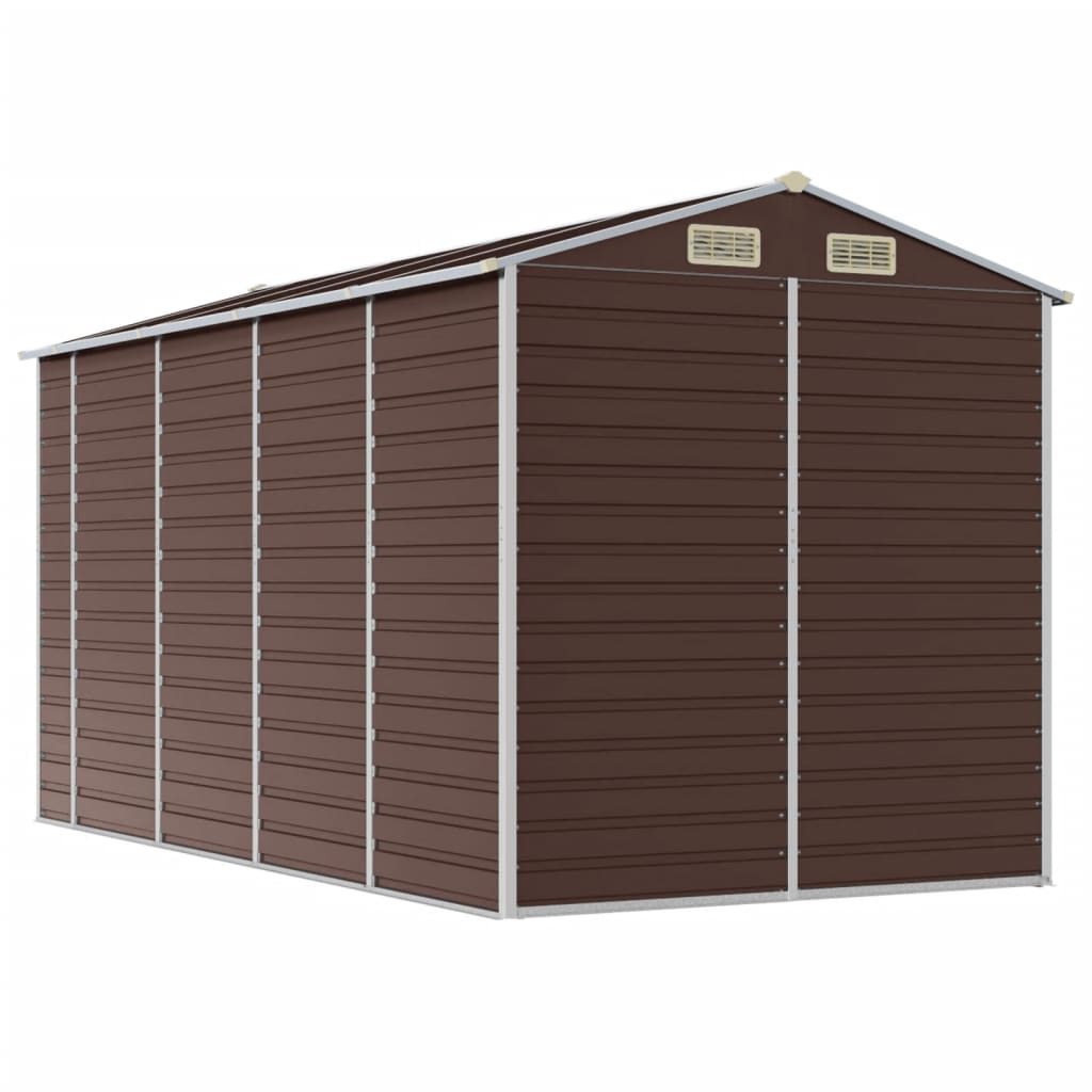 Abrigo de jardim castanho 191x385x198 cm aço galvanizado