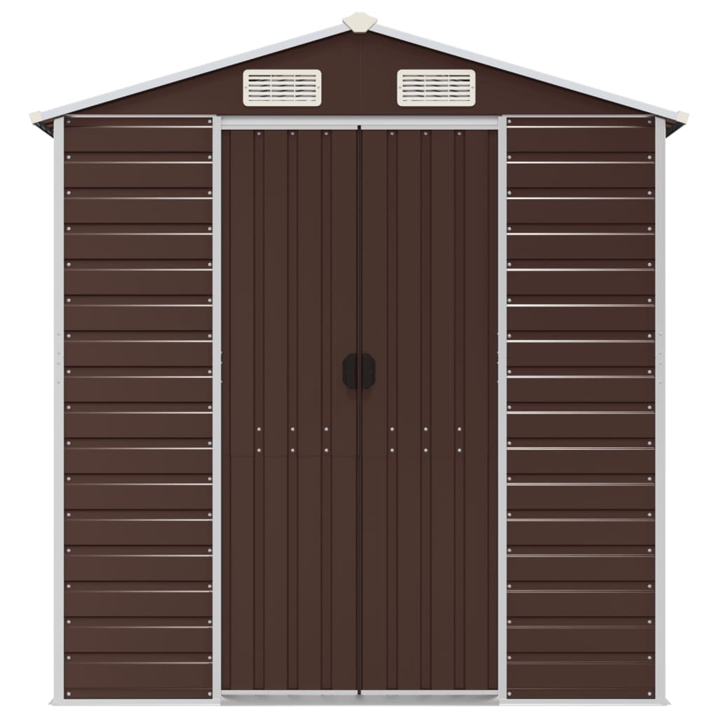Abrigo de jardim castanho 191x640x198 cm aço galvanizado