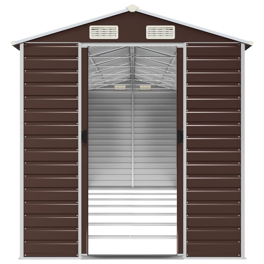 Abrigo de jardim castanho 191x640x198 cm aço galvanizado