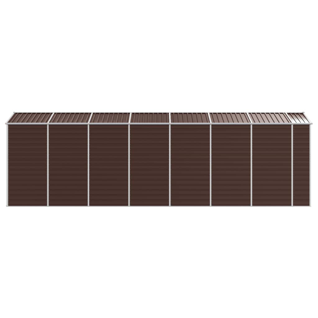Abrigo de jardim castanho 191x640x198 cm aço galvanizado