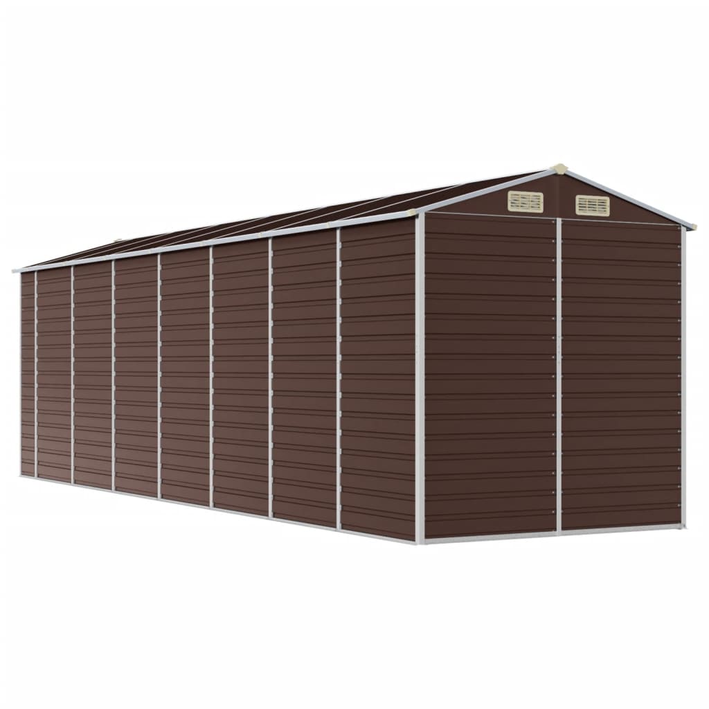 Abrigo de jardim castanho 191x640x198 cm aço galvanizado
