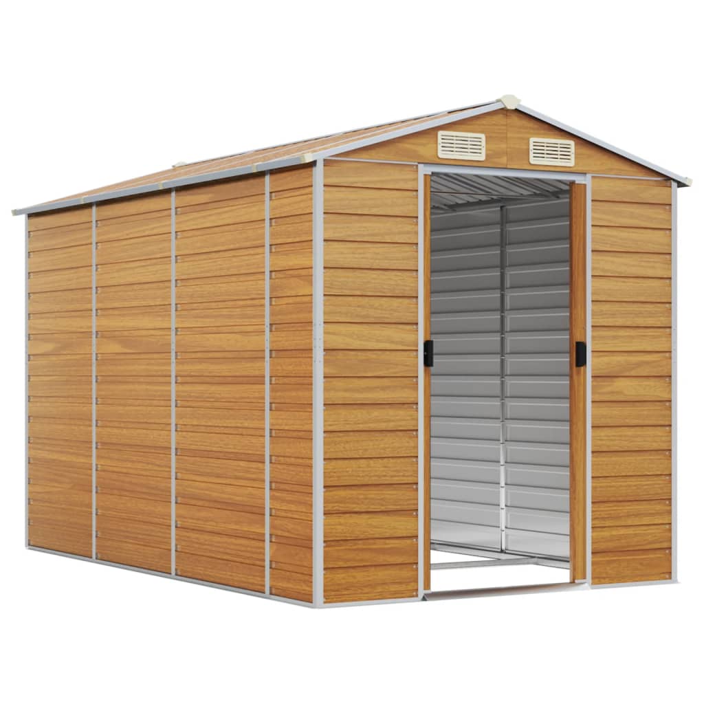 Abrigo de jardim castanho claro 191x300x198 cm aço galvanizado