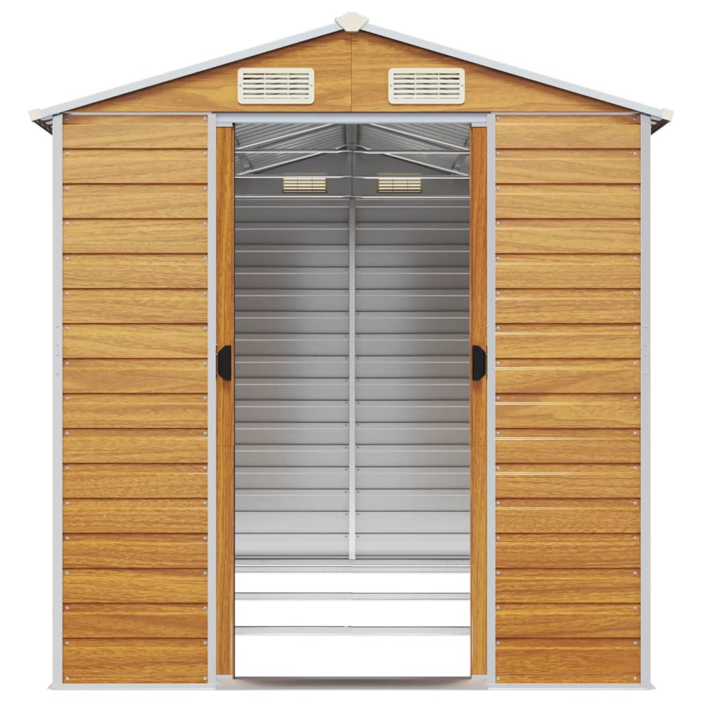 Abrigo de jardim castanho claro 191x300x198 cm aço galvanizado