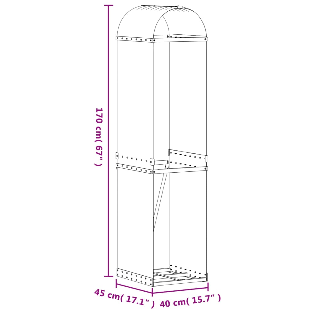 Suporte para lenha 40x45x170 cm Antracite Aço galvanizado