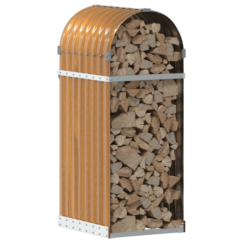 Suporte de lenha 40x45x100 cm aço galvanizado aspeto de madeira