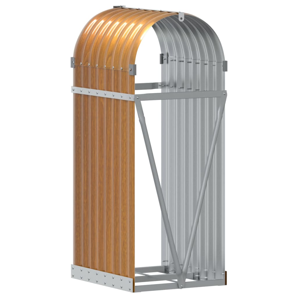 Suporte de lenha 40x45x100 cm aço galvanizado aspeto de madeira