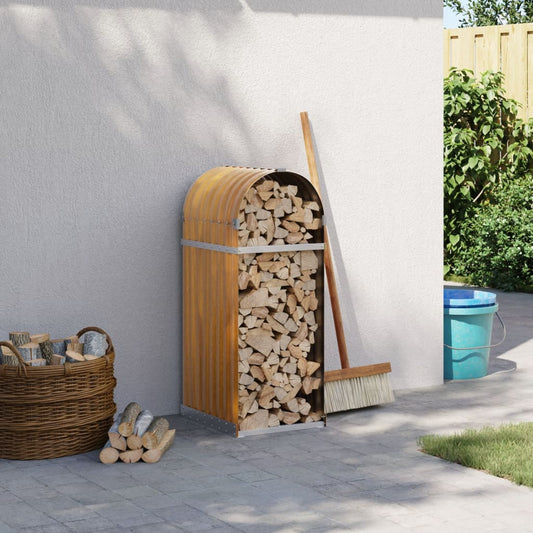 Suporte de lenha 40x45x100 cm aço galvanizado aspeto de madeira
