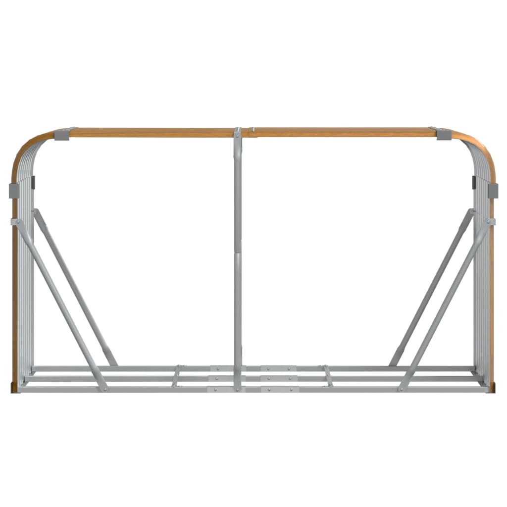 Suporte de lenha 180x45x100 cm aço galvanizado aspeto de madeira