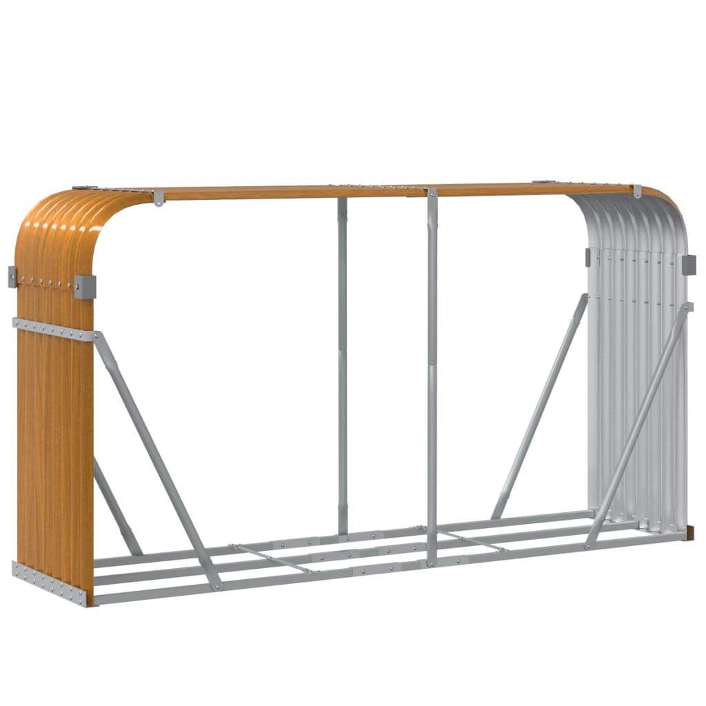 Suporte de lenha 180x45x100 cm aço galvanizado aspeto de madeira