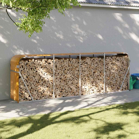 Suporte de lenha 300x45x100 cm aço galvanizado aspeto de madeira