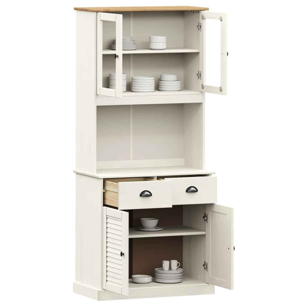 Armário alto VIGO 78x40x175 cm madeira de pinho maciça branco