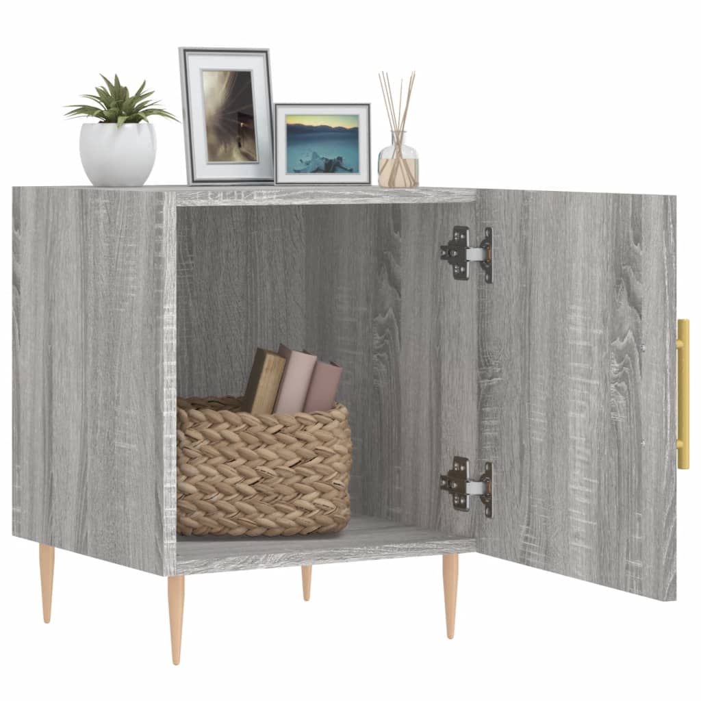 Mesa cabeceira 2pcs 40x40x50 cm madeira processada cinza sonoma