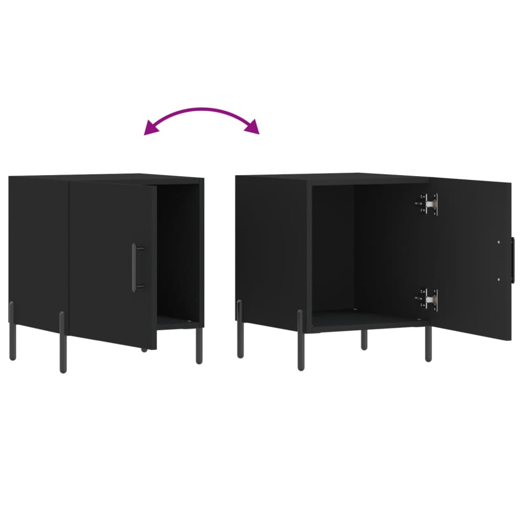 Mesa de cabeceira 2 pcs 40x40x50 cm derivados de madeira preto