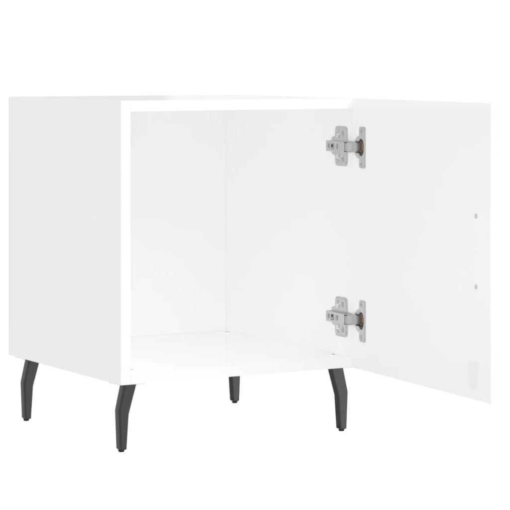 Mesa cabeceira 2pcs 40x40x50cm deriv. madeira branco brilhante