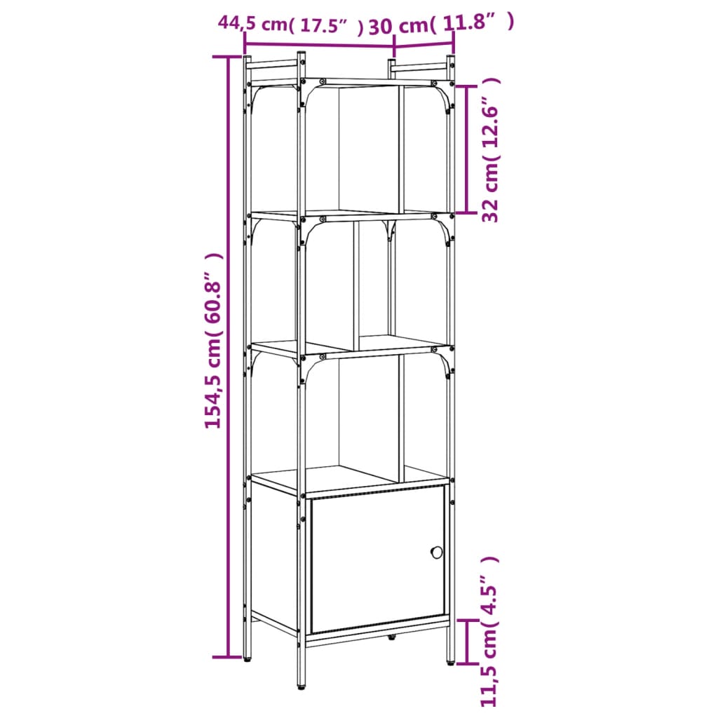 Estante c/ porta 44,5x30x154,5 cm deriv. madeira cinza sonoma