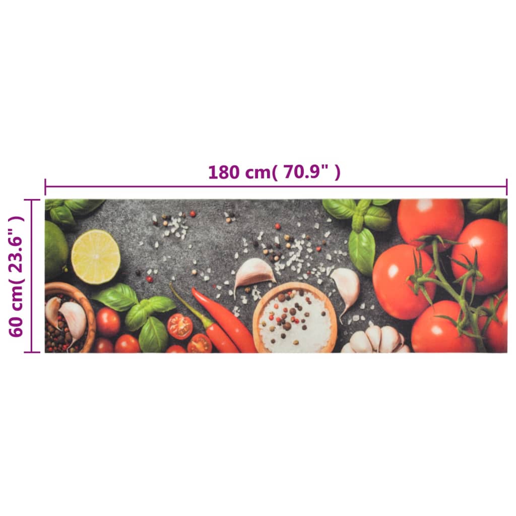 Tapete de cozinha lavável 60x180 cm veludo padrão vegetais